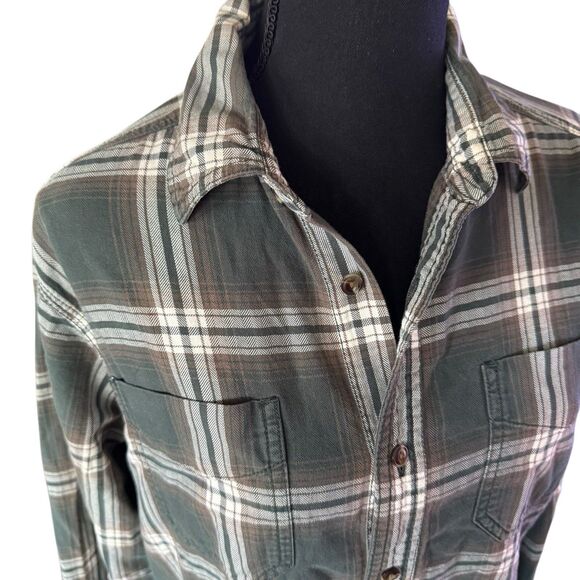 The North Face Purple Label Men’s Small Plaid Flannel Button Down Shirt Green - Picture 2 of 7